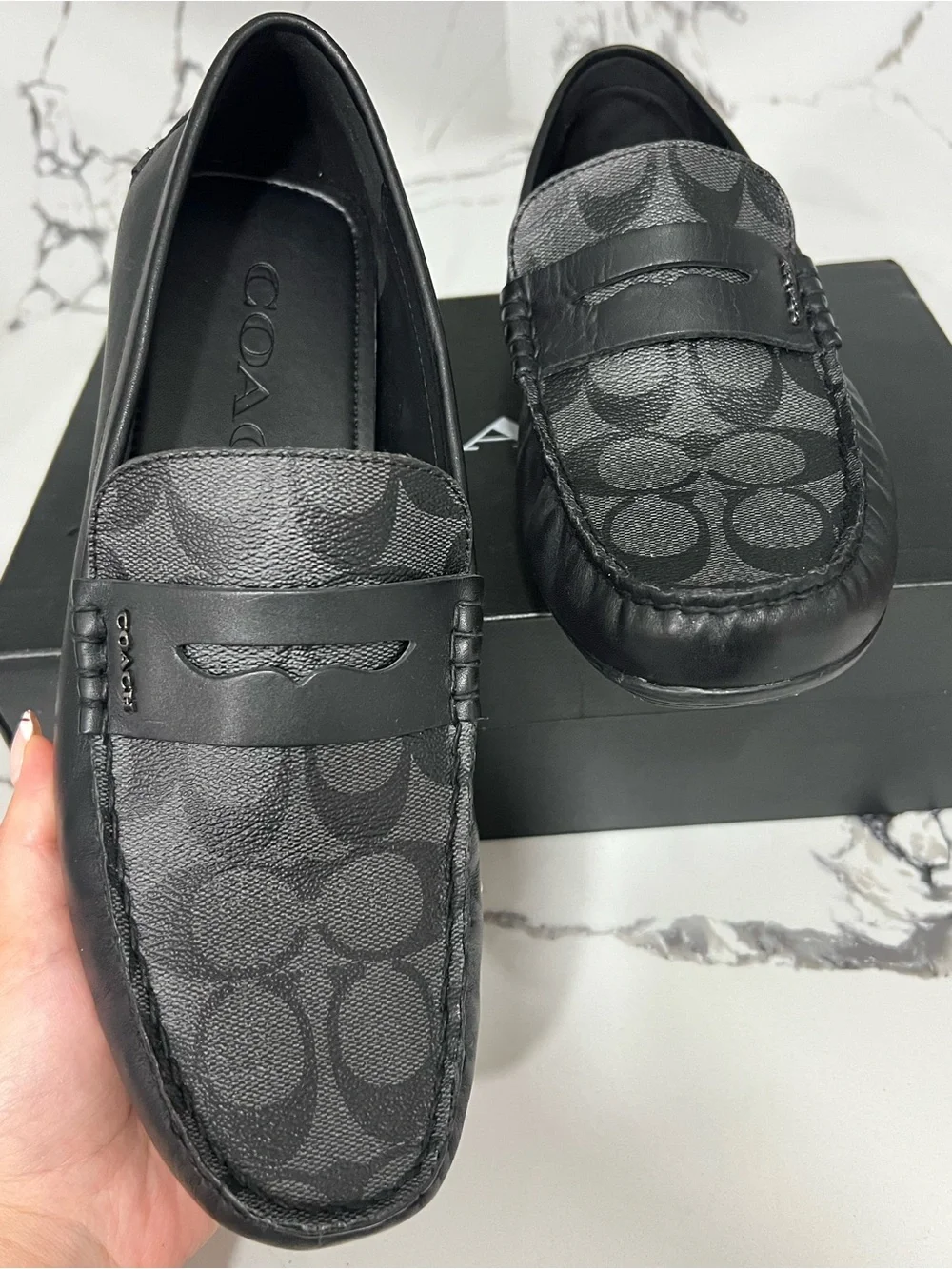 Coach Men's Black Signature Jacquard Loafers